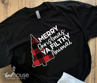 Merry Christmas Ya Filthy Animal, Buffalo Print Christmas Tree Shirt