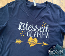 Load image into Gallery viewer, Blessed Glamma Shirt, Personalized Grandma, Grandkid Names, Any Color