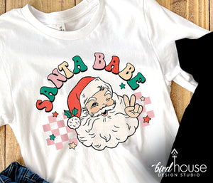 SANTA BABE Groovy Shirt, Cute Christmas Graphic Tee, pajamas, pjs t-shirt for party