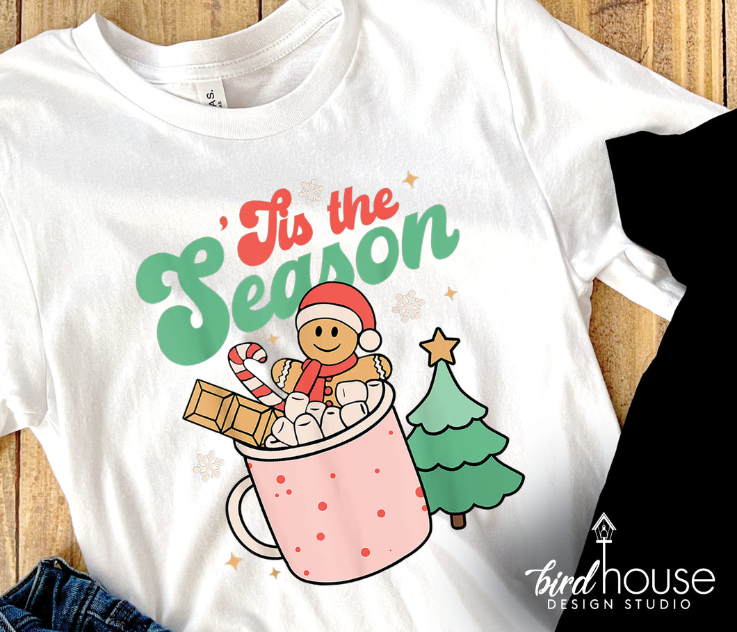 tis the season Groovy Shirt, Cute Christmas Graphic Tee, pajamas, pjs t-shirt for party