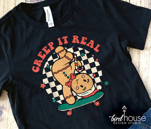 Groovy Creep it Real Shirt, Cute Christmas Graphic Tee, pajamas, pjs t-shirt for party