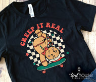 Groovy Creep it Real Shirt, Cute Christmas Graphic Tee, pajamas, pjs t-shirt for party