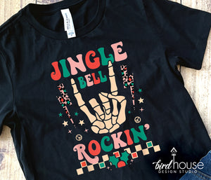 Jingle Bell Rockin Groovy Shirt, Cute Christmas Graphic Tee, pajamas, pjs t-shirt for party
