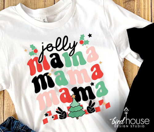 Jolly mama Shirt, Cute Groovy Christmas Graphic Tee – Birdhouse Design  Studio, LLC
