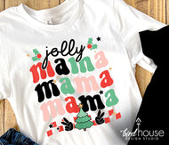 jolly mama Groovy Shirt, Cute Christmas Graphic Tee, pajamas, pjs t-shirt for party