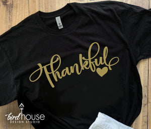 Thankful Heart Shirt, Cute Fall Thanksgiving Tee, 