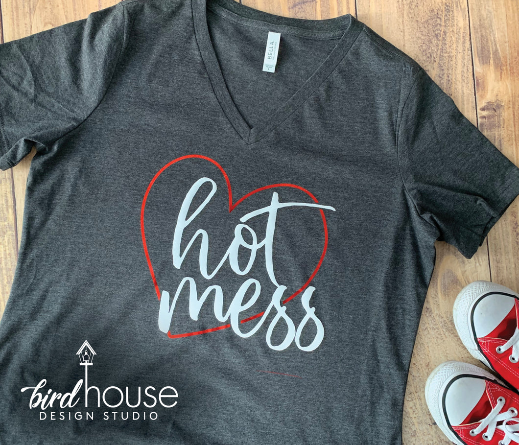 Hot Mess Funny Shirt Mom Life Gift for Mothers Day, Friends Customize with Any Two Colors