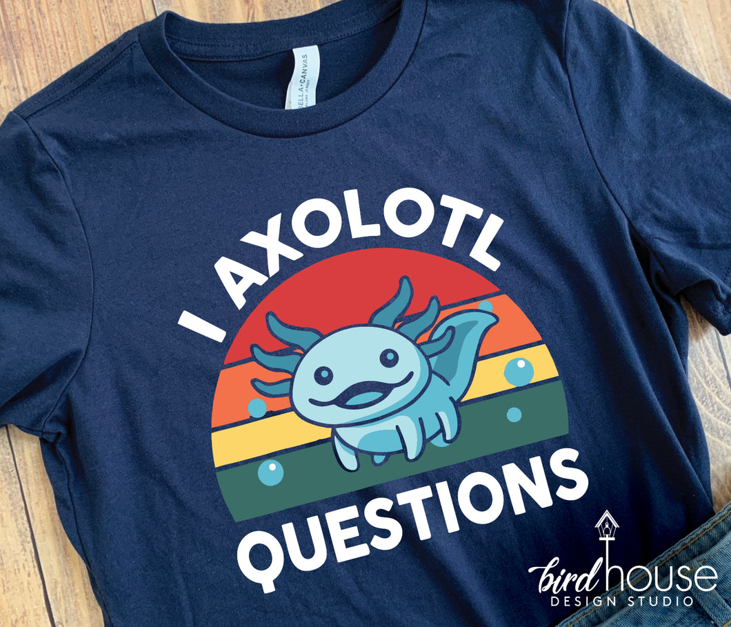 i axolotl questions cute birthday party gift or theme for boys graphic tee shirt