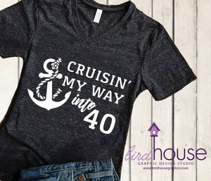 Cruisin' my way into Any Age Shirt, Cute Birthday Cruise tee, Cruising Personalize Any Color