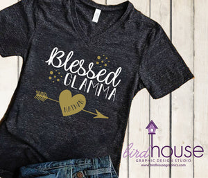 Blessed Glamma Shirt, Personalized Grandma, Grandkid Names, Any Color