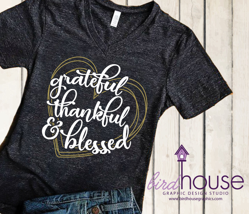 Grateful Thankful Blessed Thanksgiving Shirt