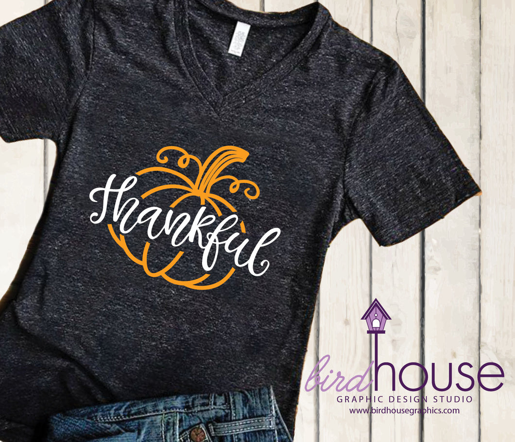 Thankful Pumpkin Thanksgiving Shirt - Customize Colors, Funny Shirt, Personalized, Any Color, Customize, Gift