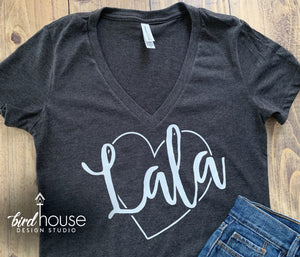 Lela Personalized Shirt with Heart Abuela, Lala, Grandma Mom Mama Mommy Custom, Personalized, Any Color