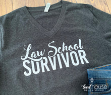 Load image into Gallery viewer, Law School Survivor Shirt, Funny Graduate Tee, Graduation