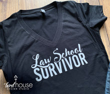 Load image into Gallery viewer, Law School Survivor Shirt, Funny Graduate Gift Tee, Any Color