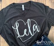 Lela Personalized Shirt with Heart Abuela, Lala, Grandma Mom Mama Mommy Custom, Personalized, Any Color