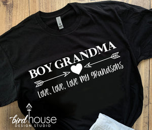 Boy Grandma Grandmom Shirt, Personalized Any Name, Any Color