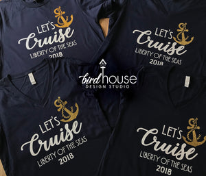 Let's Cruise Family Shirt, Cute Anchor Group Matching Tees, Personalized