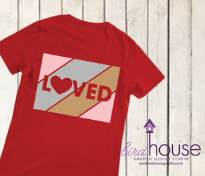 LOVED Cute Glitter Valentines Day Shirt, Pick any Color, Customize