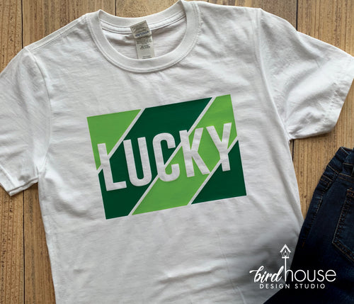 Lucky Glitter or Matte Shirt, St. Patricks Day Shirt, Cute T-Shirt, Custom Design, School Dress down