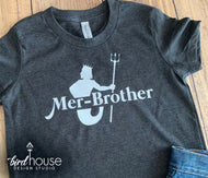 Mer Brother Mermaid Birthday Shirt, Cute Family Matching Tees, Any Name, Dad, Grandpa