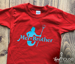 Mer Brother Mermaid Birthday Shirt, Cute Family Matching Tees, Any Name