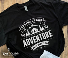 Load image into Gallery viewer, Cabin Life, Mountains Personalized Family Vacation Shirt, Adventure Awaits, Personalized matching group shirts, tennessee, colorado, blue ridge georgia friends spring break graphic tees