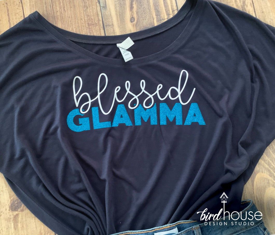 Blessed Glamma Shirt, Any Name or Color, Cute Glitter Tee, Grandma, Abuela