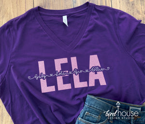 Lela Personalized with Names, Cute Grandma, Mima, Mom, Abuela Shirt, Any Color