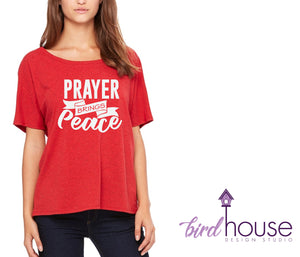 prayer brings peace, cute religious christian catholic shirt, bible quote