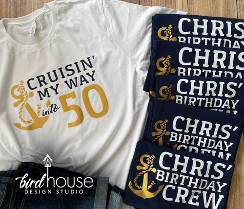 Cruise Birthday Crew Personalized Group Shirts, cute matching tees for cruising, anniversary, celebrate