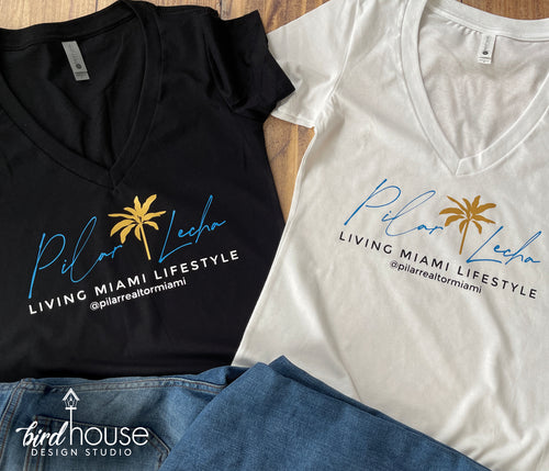 pilar lecha real estate branding logo shirts graphic tees to promote your business