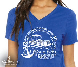 Still Rocking the Boat 40 Years Anniversary Pontoon Boat Shirt, Life, Anniversary Trip Family matching shirts