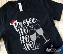 Load image into Gallery viewer, Prosec Ho Ho Ho Christmas Shirt, Cute Holidays Graphic Tee, pajamas pjs party matching shirts, brunch