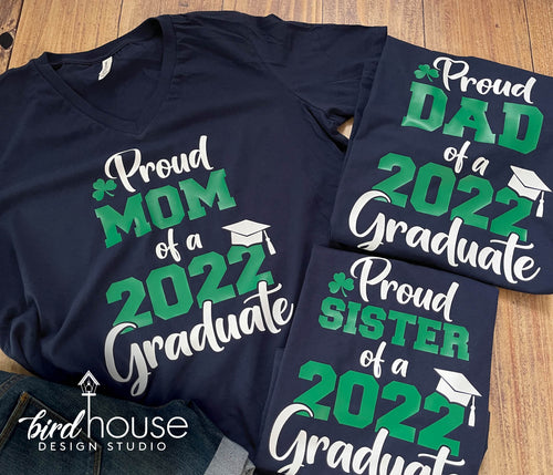 Proud Family of a 2022 Graduate Shirt, Pick any Two School Colors, Images, ICCS, Celtics, Immaculate Conception Hialeah, 8th Grade, High school grad