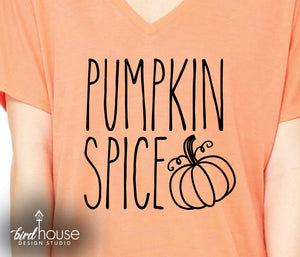 Pumpkin Spice Shirt, Cute Fall Coffee Lover Tee, Custom any color