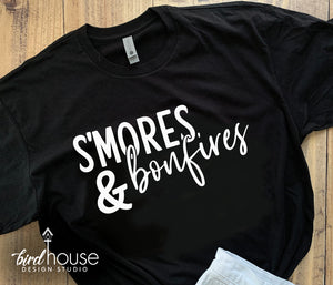 S'mores and Bonfires Shirt, Cute Vacation Camping Tee, Camper, Roasting Marshmellows