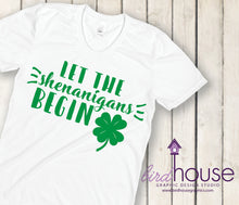 Load image into Gallery viewer, Let the Shenanigans Begin Shirt, Cute St. Patricks Day, Matte or Glitter Tee