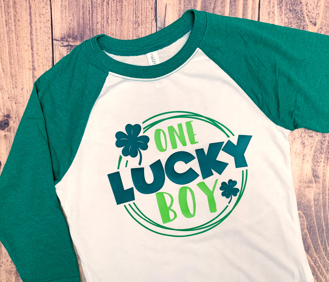 One Lucky Boy, St. Patricks Day Shirt, Cute T-Shirt, Custom Design, School Dress down