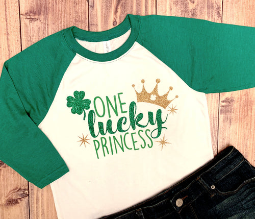 One Lucky Princess, St. Patricks Day Shirt, Glitter or Matte, Custom Design,School Dress down
