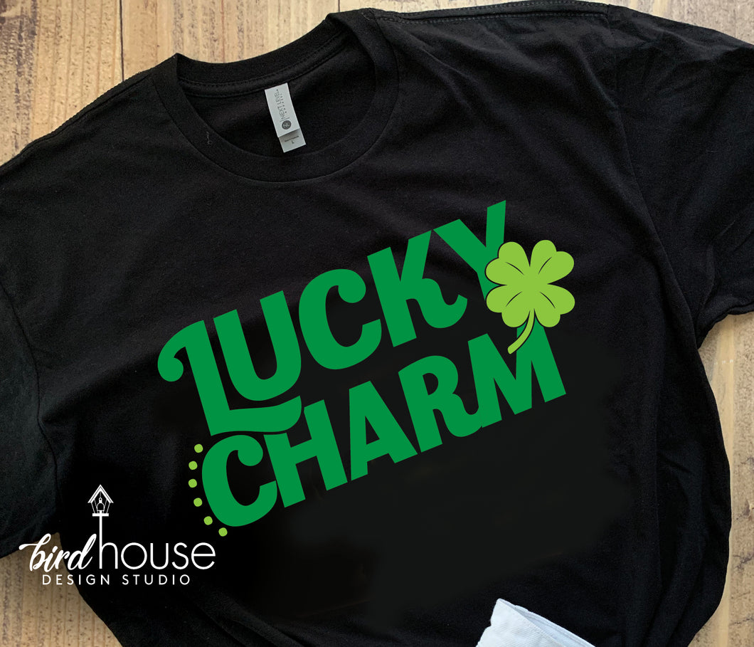 Lucky Charm Shirt, Cute St. Patricks Day Tee, Matte or Glitter