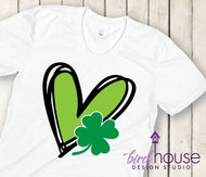 Love Heart Clover Shirt, Cute St. Patricks Day Tee, Matte or Glitter