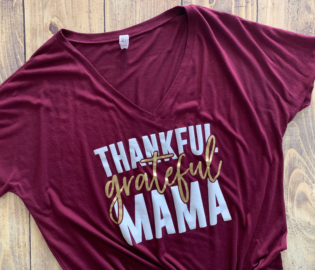 Thankful Grateful Mama Personalized Shirt, mom Life, Abuela Grandma Aunt Mom Mommy Thanksgiving,