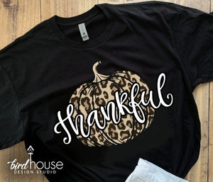 Thankful Pumpkin Shirt, Cute Animal Print Fall Tee Thanksgiving