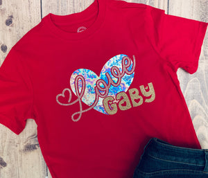 Love Valentine's Shirt Personalized, Any Name, Any Color Matte or Glitter, Cute T-Shirt