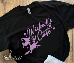 Wickedly Cute Shirt, Cute Witch Halloween Tees, Any Color